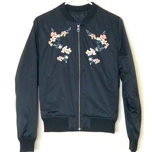 American Eagle Bomber Jacket w/ Floral Emb…